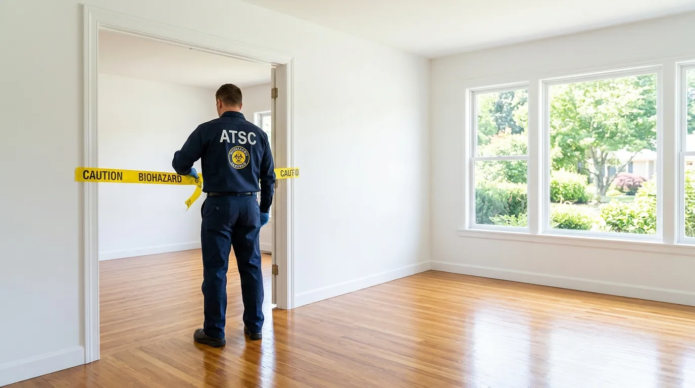 Certified biohazard cleanup crew performing Trauma Scene Cleanup in Elkhorn